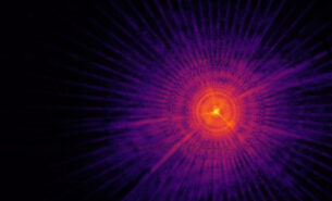 Diffraction pattern recorded during ptychographic scans using the Siemens star test sample