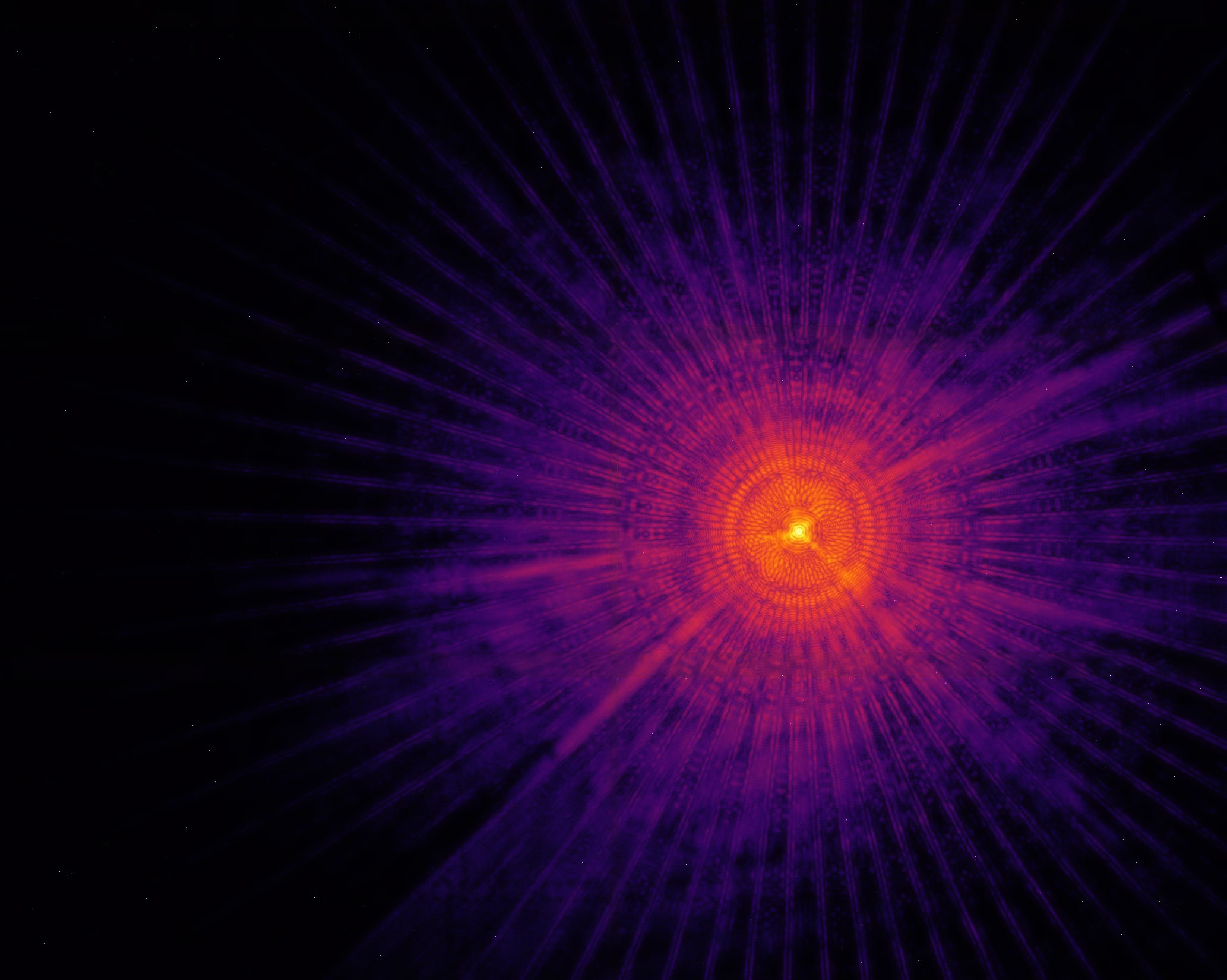 Diffraction pattern recorded during ptychographic scans using the Siemens star test sample