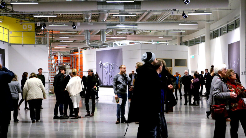 A lot of people gathered inside the big beamline ring