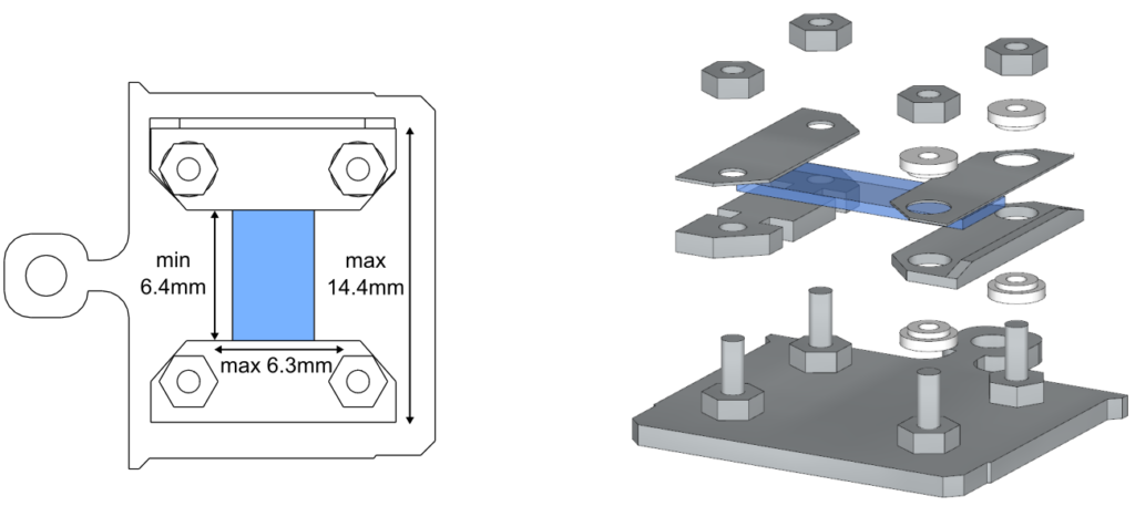 An illustration showing the different components of the Bloch sample station plates
