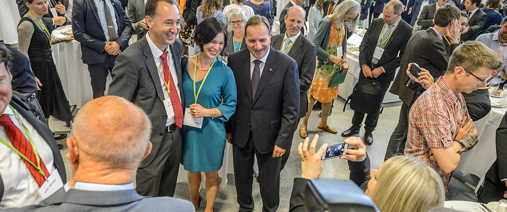 A picture of the Swedish prime minister gathered at the inauguration of MAX IV