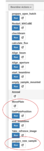 MXCuBE beamline actions available with plates