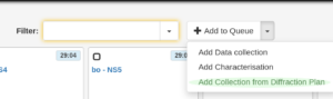 Selecting a diffraction plan uploaded to ISPyB