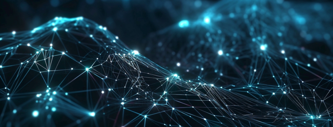 Glowing molecular structure in futuristic galaxy backdrop generated by AI