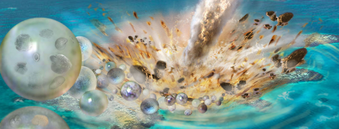 Chicxulub meteorite with spherules