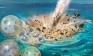 Chicxulub meteorite with spherules