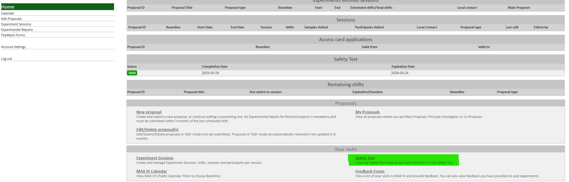 User information – MAX IV