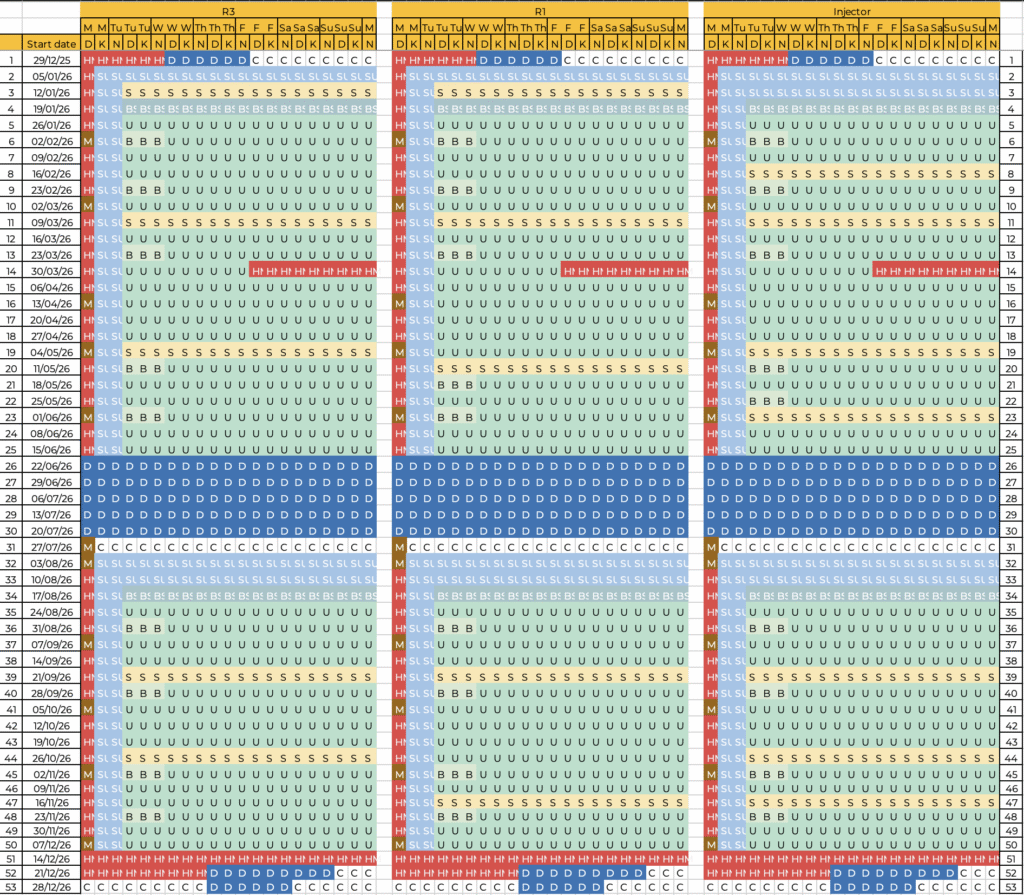 Operation schedule 26 v4