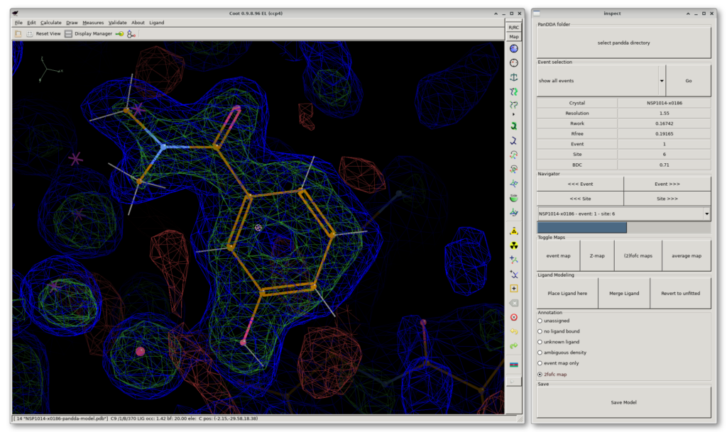 Pandda inspect plugin for coot
